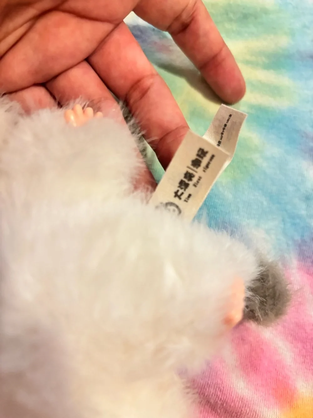 Cute White & Gray Fluffy Doll with Expressive Face - Picture 3 of 5